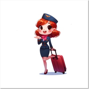 Cute Flight Attendant Posters and Art